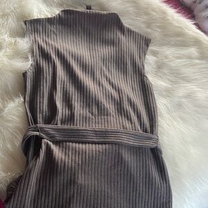 Andrew Marc Brown Ribbed Sleeveless Top